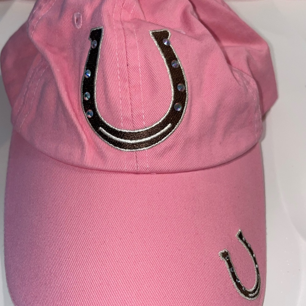 Pink Bling Horseshoe Embroidered Baseball Cap - Picture 7 of 7
